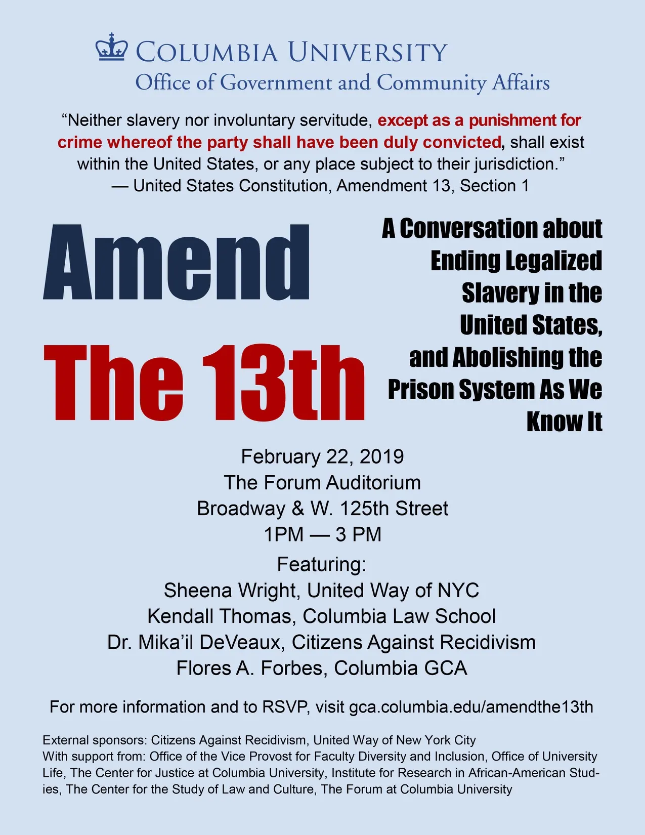 flyer for event amend the 13th 